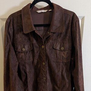 Erin London Womens Plus Size 1X Brown Suede Look Jacket  Conni's Closet (124)
